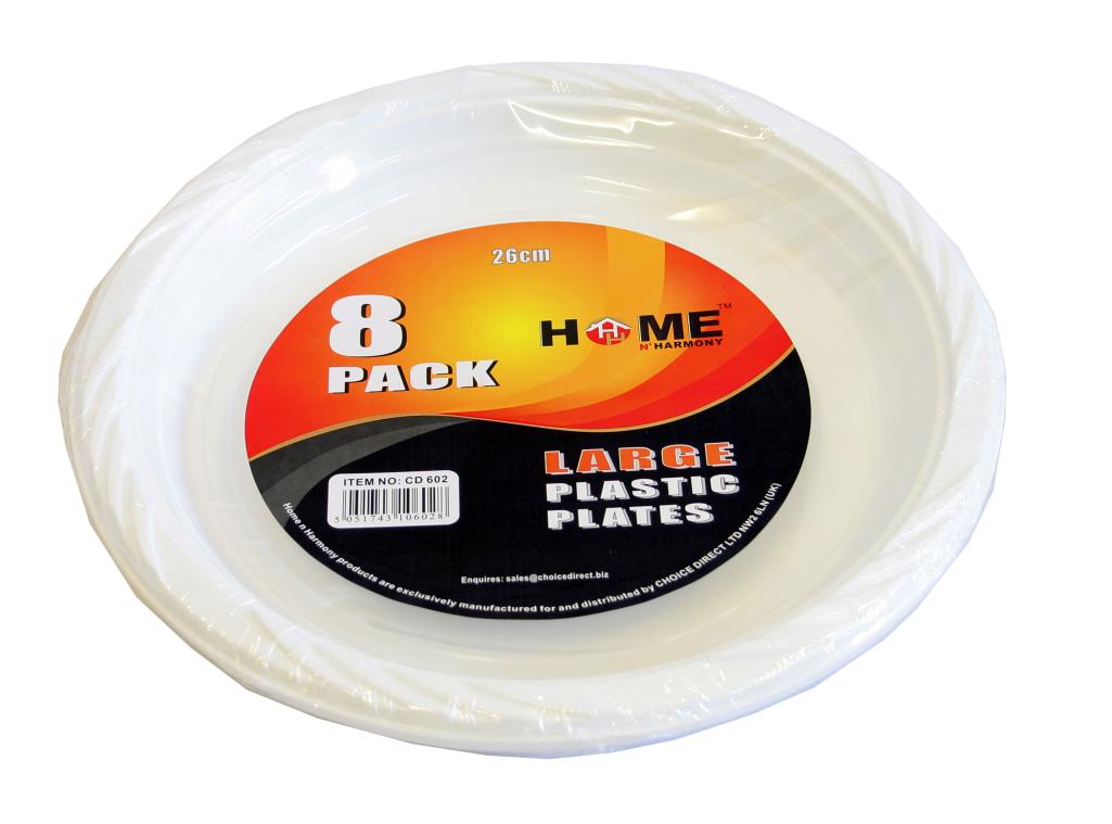 Plastic Plates 26cm Pack of 8 CD602 Parcel Rate