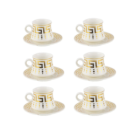 Durane Antico Tea Set 12pc White-Gold 80ml 10520 (Parcel Plus Rate)