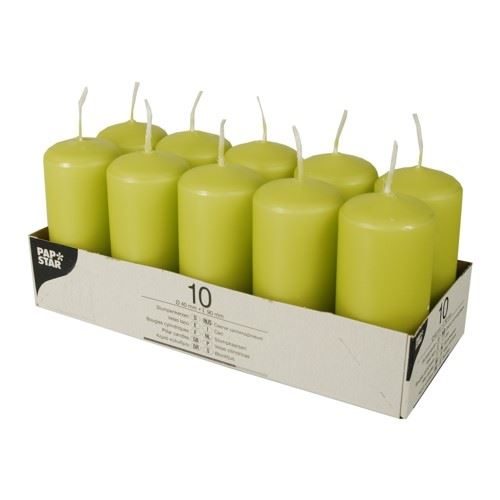 Pillar Candles 90 x 40mm Pack of 10 Lime Green 10585 (Parcel Rate)