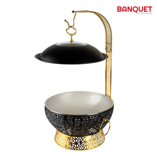 SQ Professional Banquet Ornate Chafing Dish with Lid Black Gold 8L 10877 A (Big Parcel Rate)