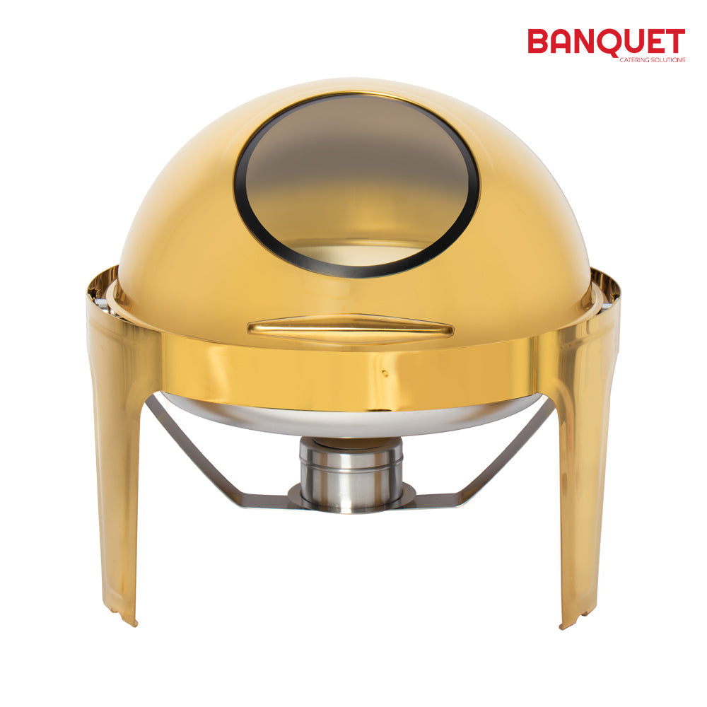 SQ Professional Banquet Chafing Dish with Roll Top and Window Round Gold 6.5L 11412 (Big Parcel Rate)