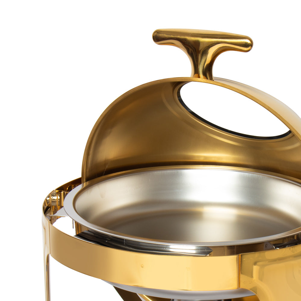 SQ Professional Banquet Chafing Dish with Roll Top and Window Round Gold 6.5L 11412 (Big Parcel Rate)