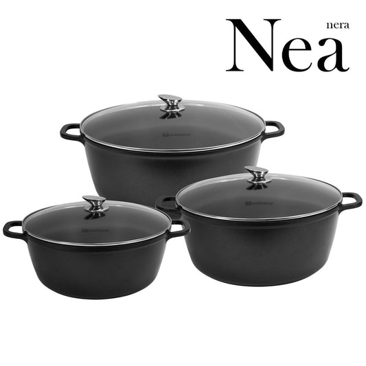 Nea Diecast Stockpot Set of 3 Nera 36-40-44cm 11428 (Big Parcel Rate)