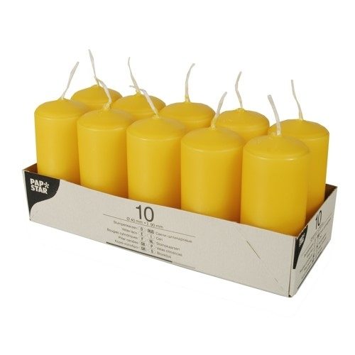 Pillar Candles 90 x 40mm Pack of 10 Yellow 17917 (Parcel Rate)