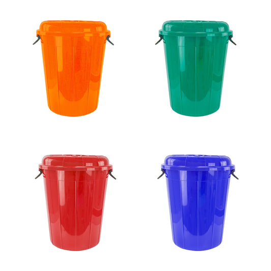 Plastic Eco Storage Drum Bin Bucket with 2 Side Handles 60L Assorted Colours 1882 (Big Parcel Rate)