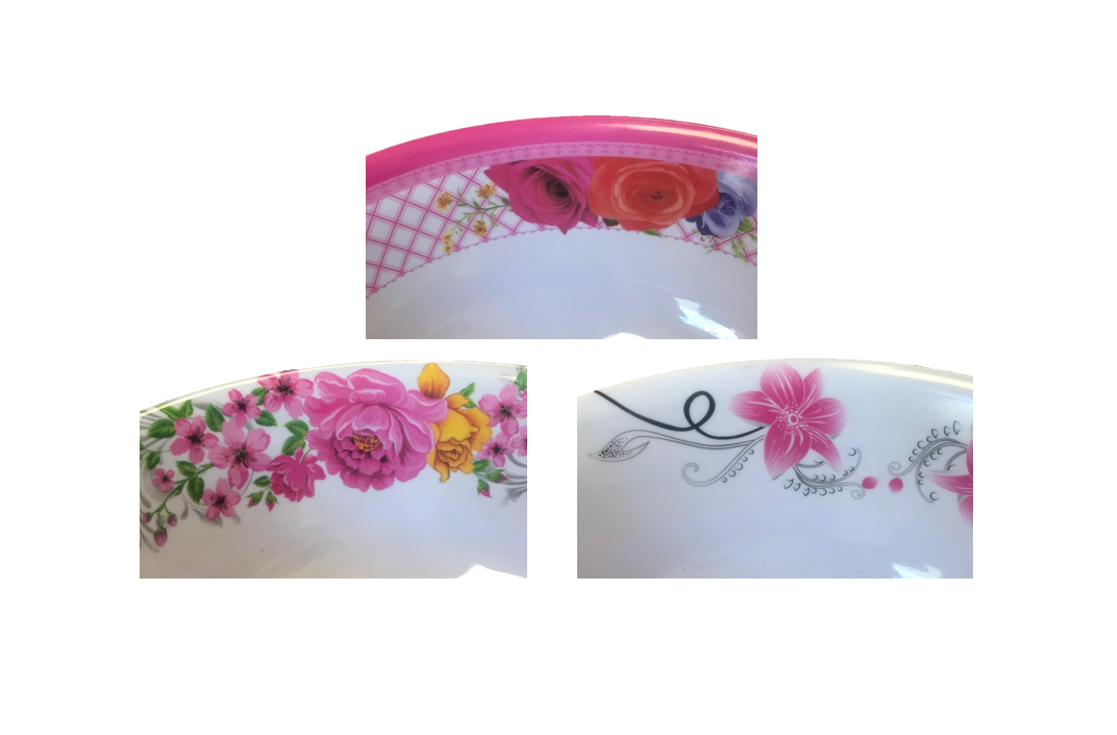 Plastic Bowl with floral Design 20 cm Assorted Designs 2892 (Parcel Rate)