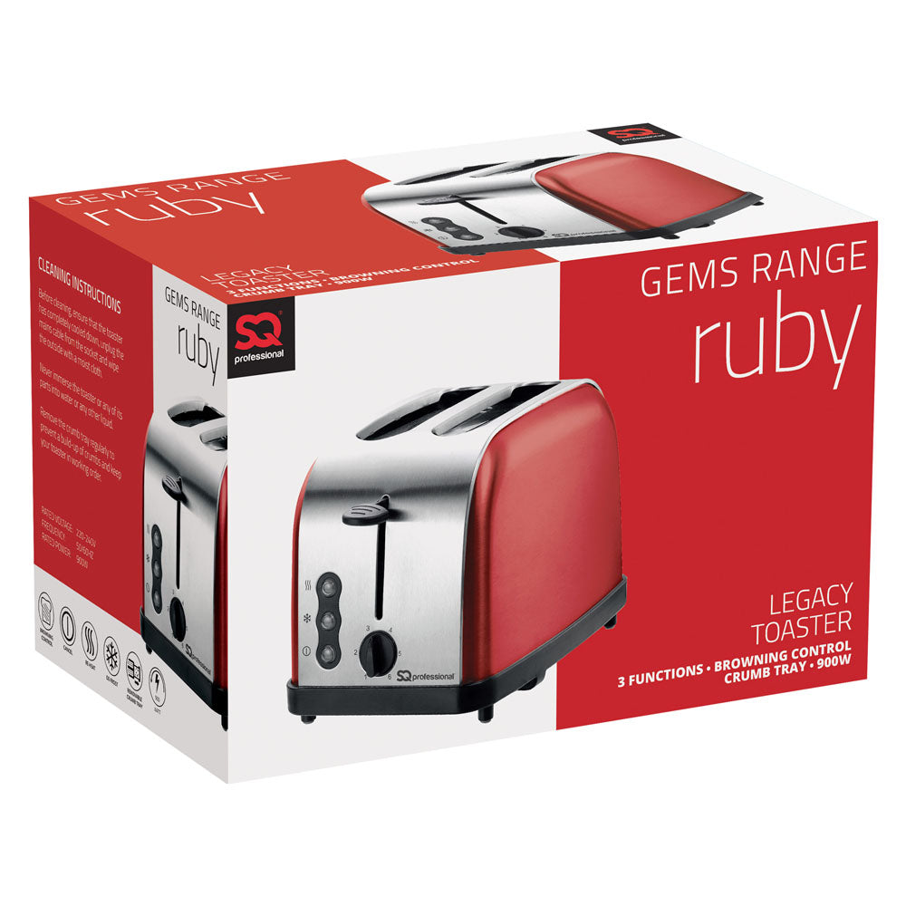 SQ Professional Gems Legacy 2 Slice Toaster 900W Ruby 3435 (Parcel Rate)