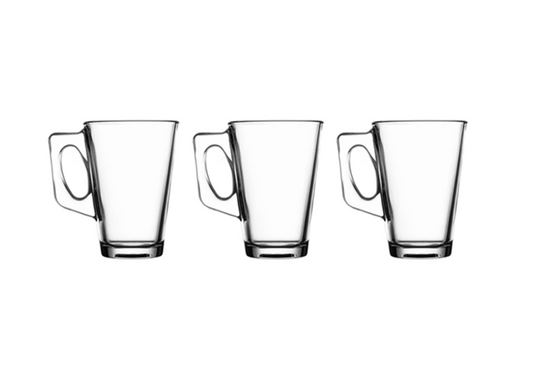 Paradise Latte Glass Mug 9oz Pack of 3 4571 (Parcel Rate)