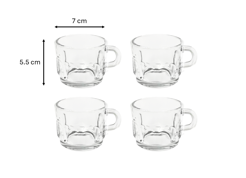 Elegant Glass Tea Pot with 4 Tea Cups Set of 5 Pieces 6661 (Parcel Rate)