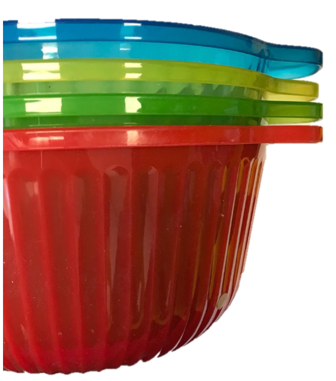 Plastic Bowl with Flat Handle 15.5 cm Assorted Colours 6800 (Parcel Rate)