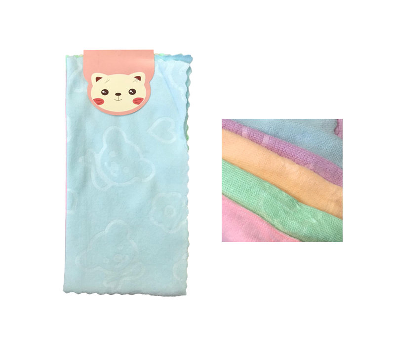 Microfibre Cleaning Cloth with Bear / Flower Design 29 x 28 cm Pack of 5 Assorted Colours 7208 (Parcel Rate)