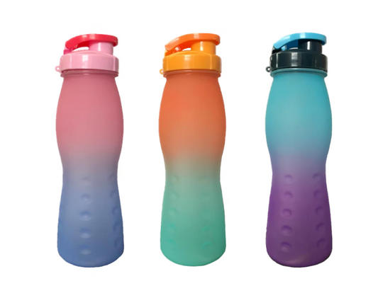 Plastic Water Drinking Bottle Ombre Design 500ml 24 x 7.5 cm Assorted Colours 7227 (Parcel Rate)