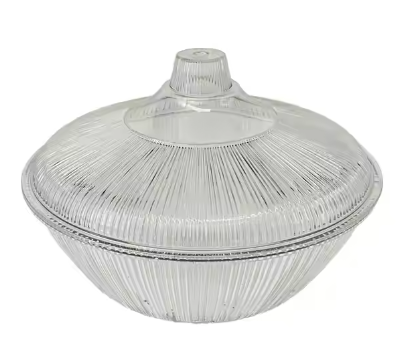 Plastic Clear Round Ribbed Fruit Bowl with Lid 25 x 10 cm 7440 (Parcel Rate)