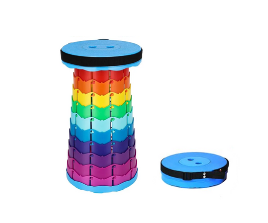 Plastic Round Foldable Collapsible Stool 25 x 45 cm Rainbow Colour Design 7442 (Parcel Rate)