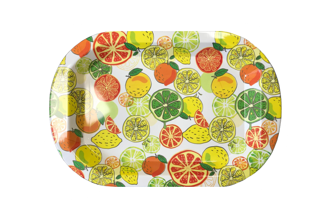 Plastic Rounded Rectangle Serving Tray with Printed Design 41.5 x 28 cm Assorted Designs 7653 (Parcel Rate)