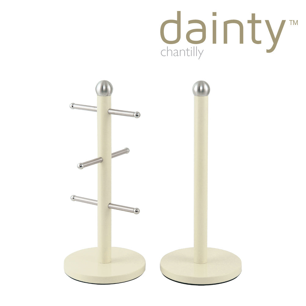 Dainty Kitchen Roll Holder & Mug Tree Chantilly Cream 7666 A (Parcel Rate)