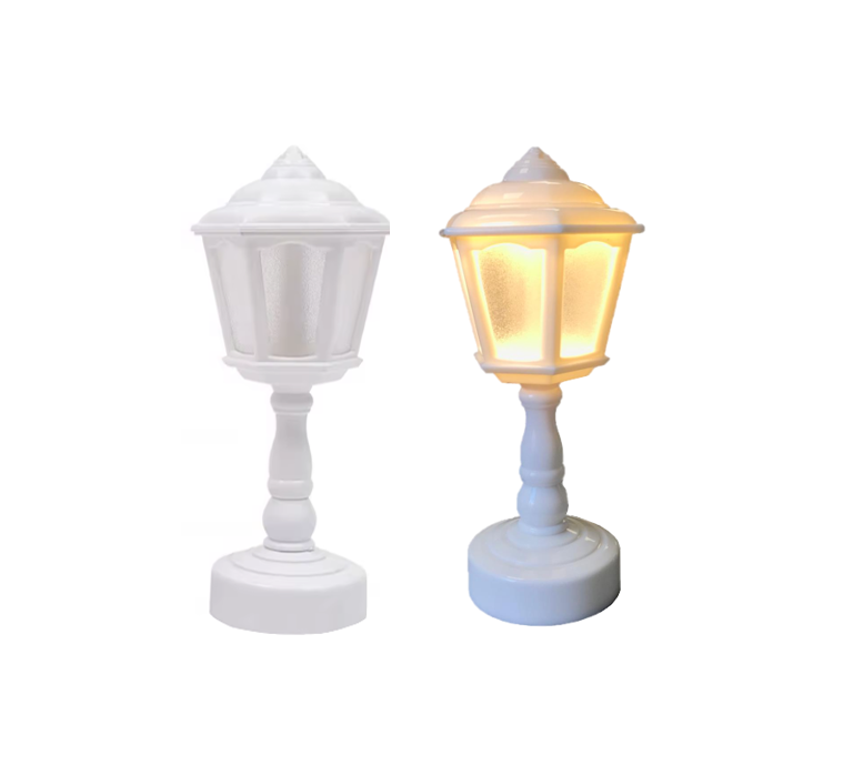 Mini LED White Plastic Battery Operated Vintage Style Nightstand Table Lamp 6 x 6 x 13.5 cm 7720 (Parcel Rate)