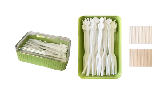 Reusable Mini Plastic Bento Lunch Box Fruit Pick Forks 9 cm Pack of 25 Assorted Colours 7816 (Parcel Rate)