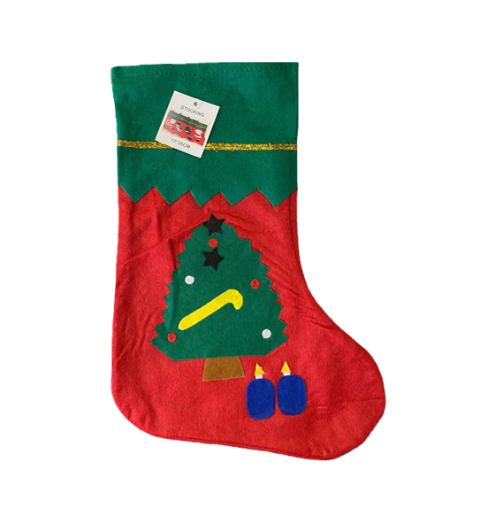 Christmas Festive Red Green Hanging Felt Stocking 32cm Assorted Designs 9980 (Large Letter Rate)