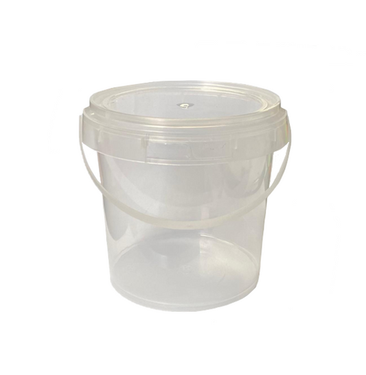 Small Clear Transparent Plastic Storage Bucket with Handle and Lid 12 x 10 x 10cm BC1 (Parcel Rate)