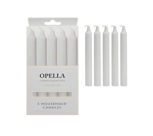 Opella Household Candles 17 cm Pack of 5 CD004 / OW5 (Parcel Rate)