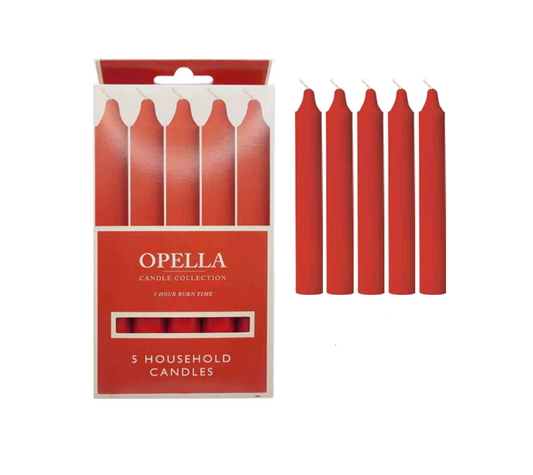 Opella Candle Pack of 5 Red OW5R / CD005 (Parcel Rate)