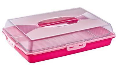 Plastic Cake Pastry Party Brownie Tray Storage Carry Box with Cover 45 x 30 x 10 cm Assorted Colours D30307 (Parcel Rate)