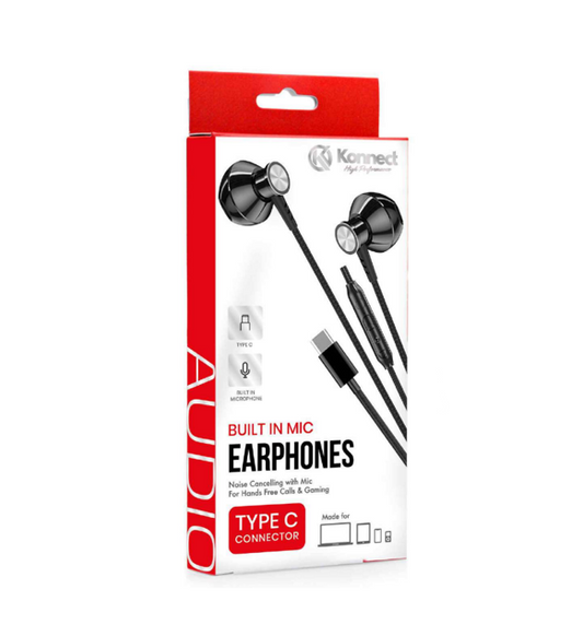 Konnect Wired Earphones with Built in Mic Type C Connector EHPT (Parcel Rate)