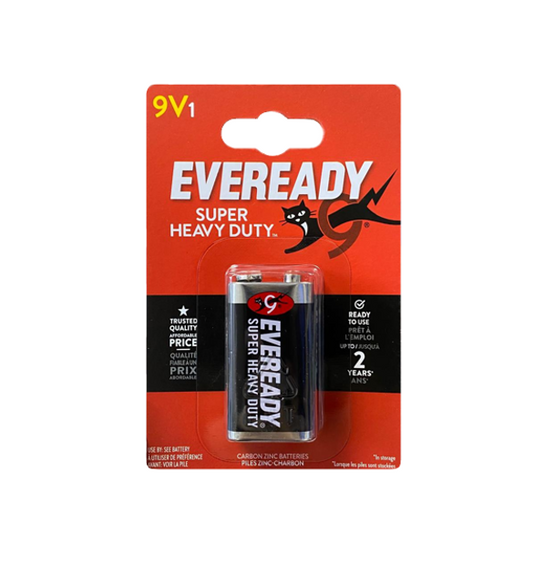 Eveready 9V Carbon Zinc Battery 7543 / EV6F22SUPERB1 (Parcel Rate)