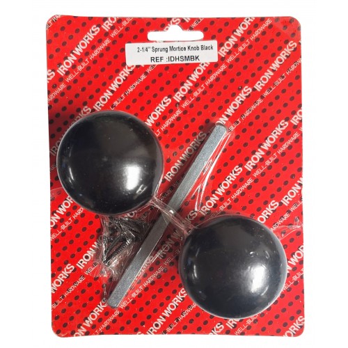 2 1/4" Sprung Mortice Knob Handle Black 1 Pair 7345 (Parcel Rate)