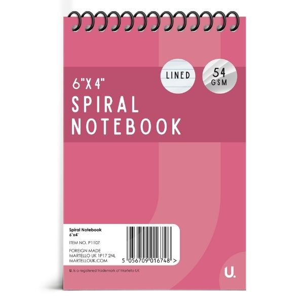 Spiral Notebook 6" x 4" Pack of 3 Assorted Colours P1107 (Parcel Rate)