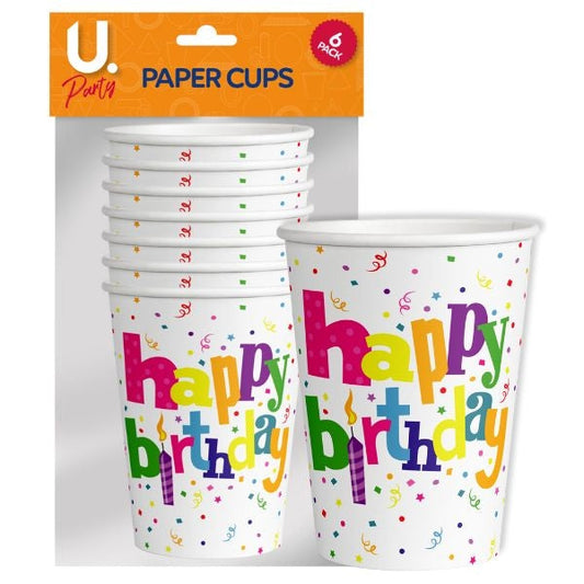 Happy Birthday Party Paper Drinking Cups Pack Of 7 P2704 (Parcel Rate)