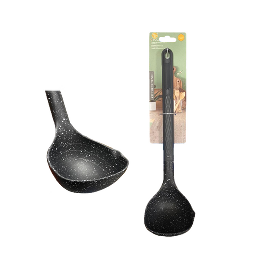 Plastic Cooking Ladle with Small Pouring Spout 9 x 32 cm Speckled Black SG3005 (Parcel Rate)