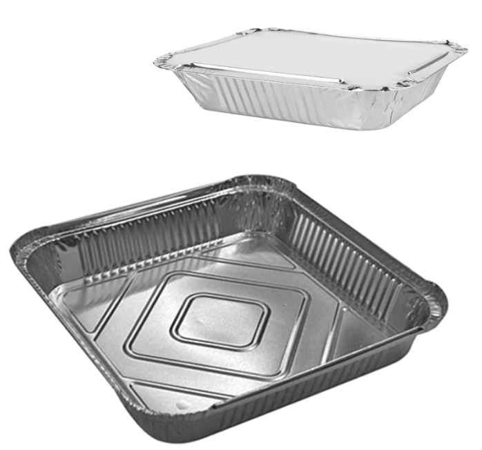 Aluminium Foil Containers with Lids 244 x 244 x 45mm Pack of 5 MX6011 (Parcel Rate)