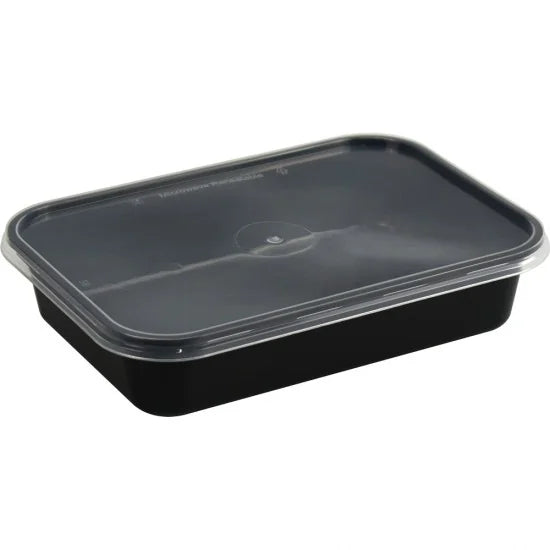 CaterGold Black Base Plastic Food Storage Containers 500cc Pack of 6 ST81259 (Parcel Rate)