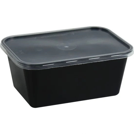 CaterGold Black Base Plastic Food Storage Containers 1000cc Pack of 4 ST81262 (Parcel Rate)