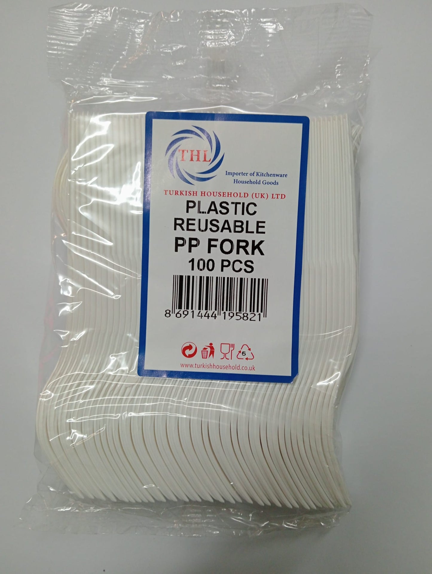 Reusable Plastic PP Fork Pack of 100 THL9582 (Parcel Rate)