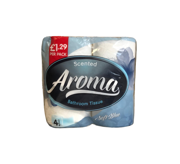 Aroma Bathroom Tissue Toilet Roll Scented Soft Blue Pack of 4 White AT114 / TR2 (Big Parcel Rate)