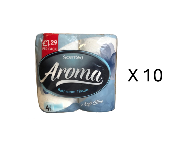 Aroma Bathroom Tissue Toilet Roll Scented Soft Blue Pack of 4 White AT114 / TR2 (Big Parcel Rate)