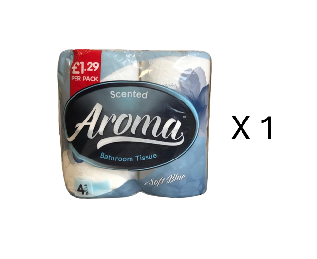 Aroma Bathroom Tissue Toilet Roll Scented Soft Blue Pack of 4 White AT114 / TR2 (Big Parcel Rate)