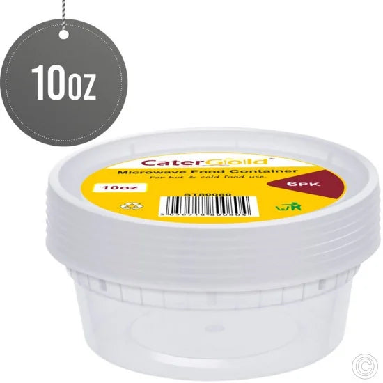 Round Plastic Food Storage Take Away Container 10oz Pack of 6 ST80080 (Parcel Rate)