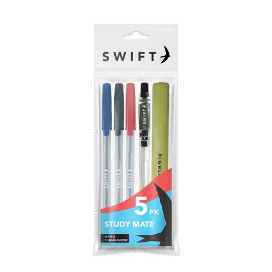 School Stationery Study Mate Set of 5 Pens Including 1 Highlighter P3085 (Parcel Rate)