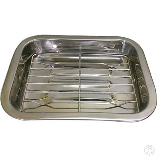 Stainless Steel Roasting Lasagne Tray with Handless and Rack 40cm ST3239 A (Parcel Rate)