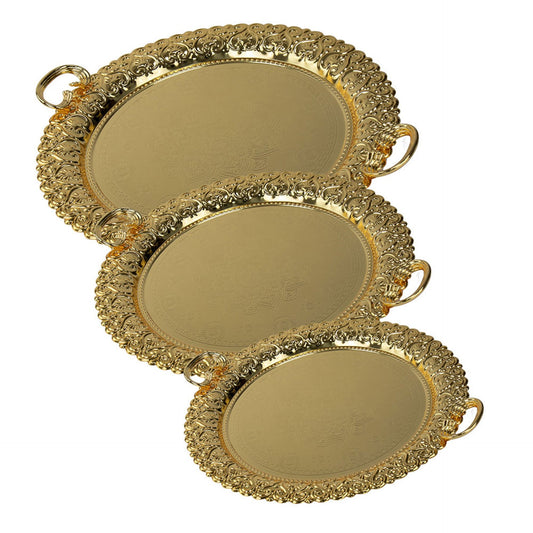 SQ Professional Durane Ornate Party Serving Tray Gold 51532FG Set of 3 Round 10976 (Big Parcel Rate)