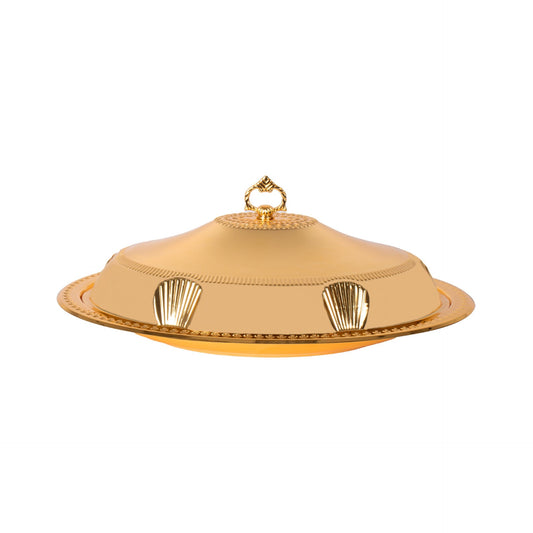 SQ Professional Durane Ornate Party Food Serving Cloche with Tray Gold 58338LFG 42 x 57 x 12 cm Oval 11202 (Big Parcel Rate)