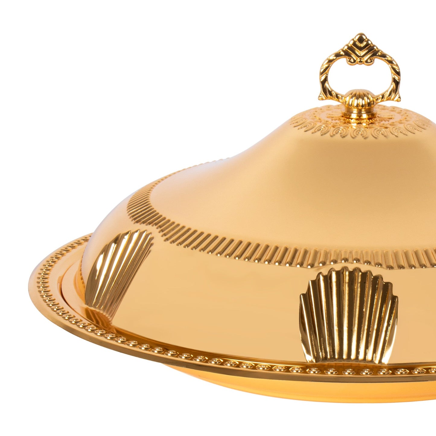 SQ Professional Durane Ornate Party Food Serving Cloche with Tray Gold 58328XLFG 48 x 48 x 12.5 cm Round 11204 (Big Parcel Rate)