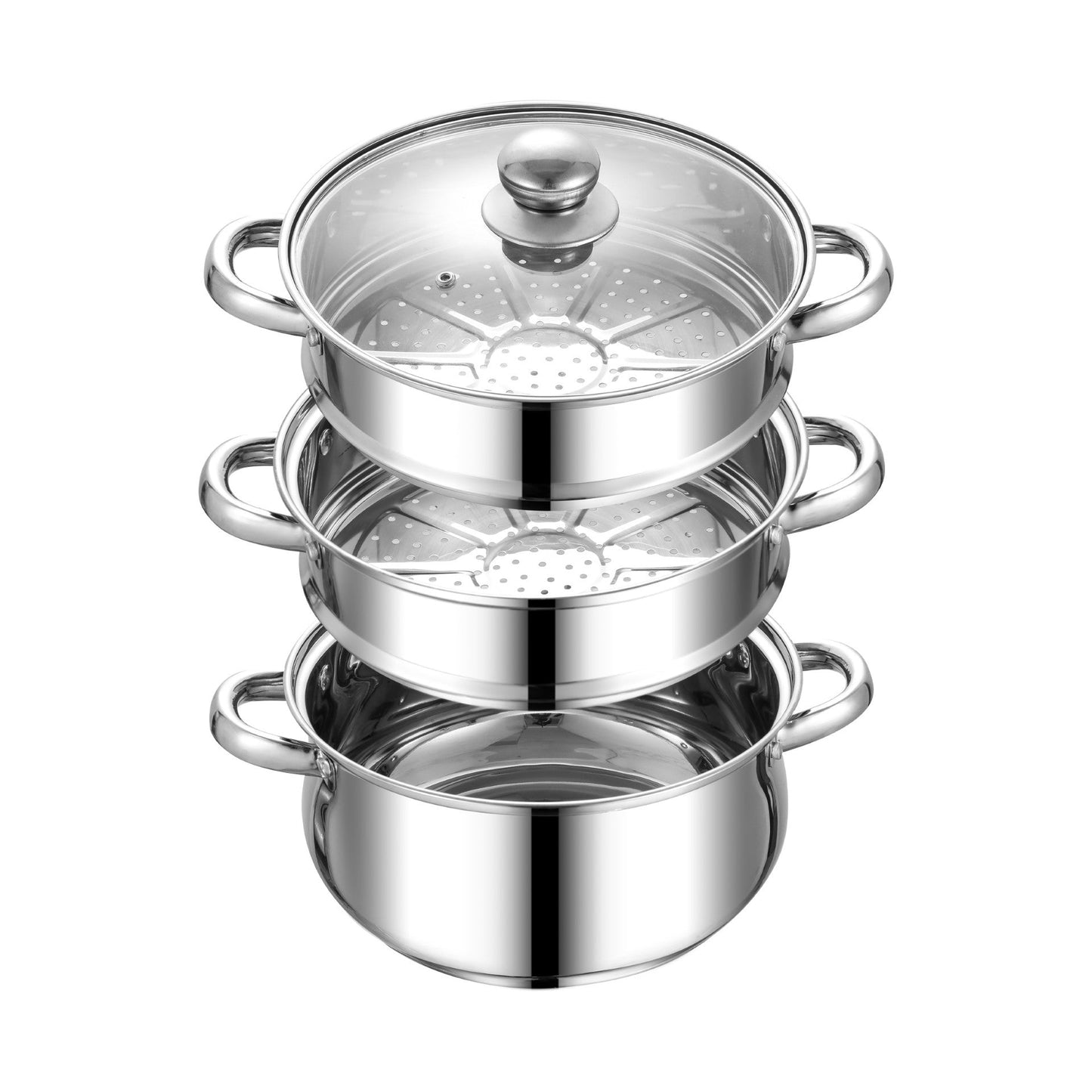 SQ Professional Lustro Stainless Steel Steamer 3 Tier 20 cm 3L 10944 (Big Parcel Rate)