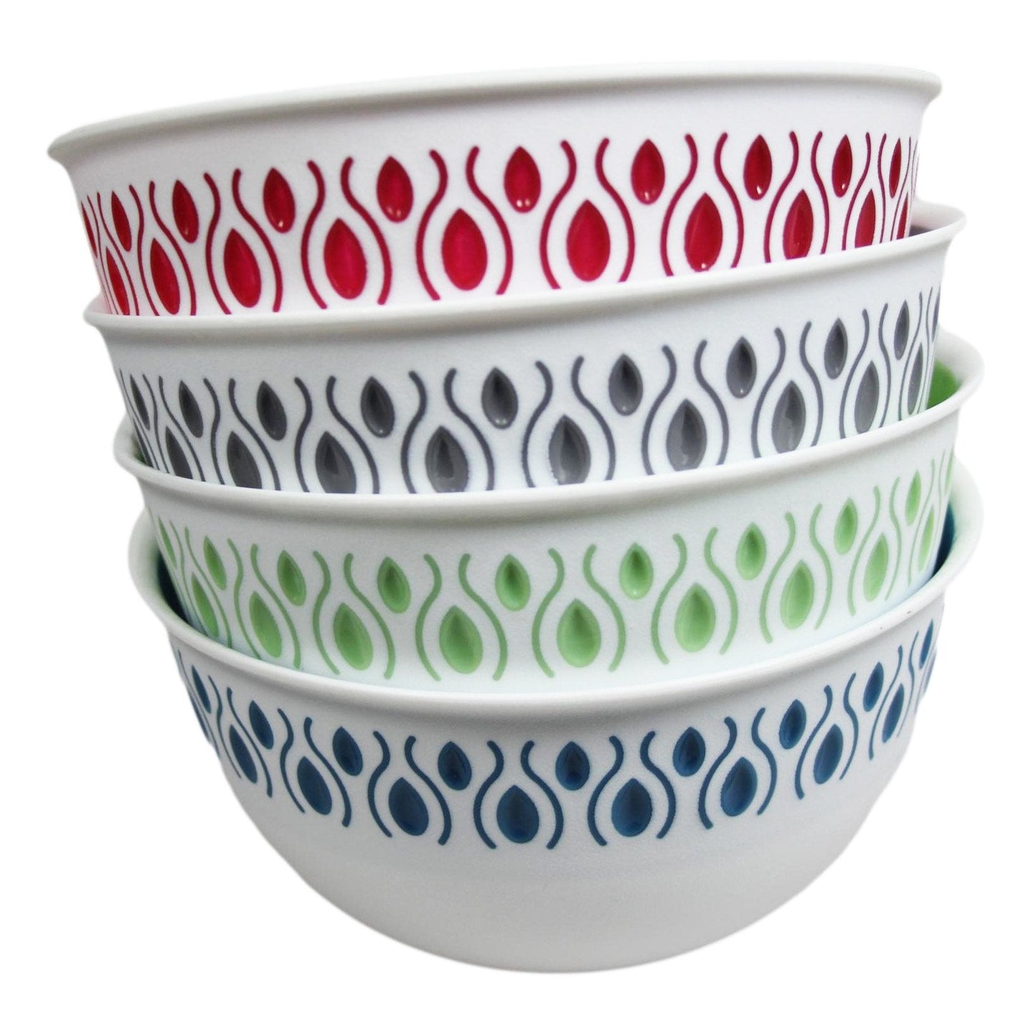 Kitchen Food Bowl with Pattern Design Plastic 16cm x 18cm Assorted Colours BNM0230 (Parcel Rate)