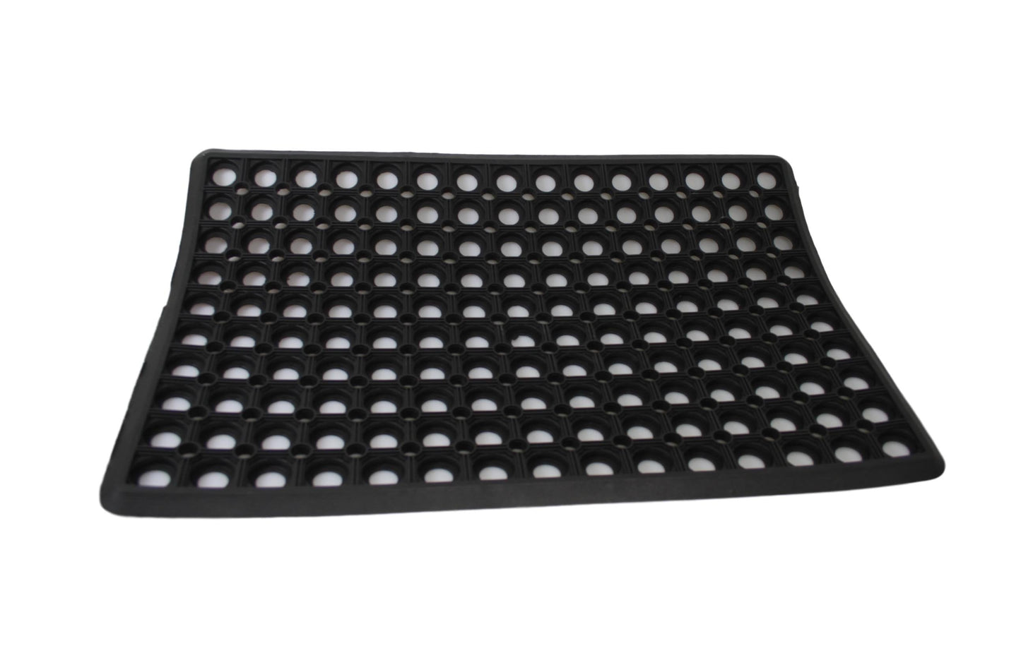 Black Rubber Door Mat with Holes 58 x 40 cm 0477 (Parcel Rate)