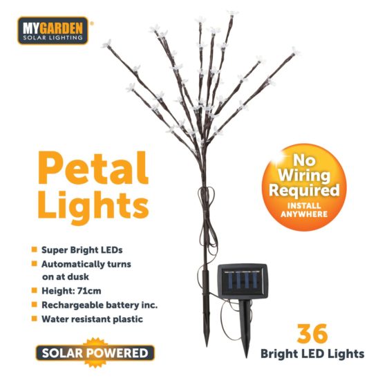 Garden Solar Powered Petal Lights Bright White 71cm 36 LED 1054 (Parcel Rate)